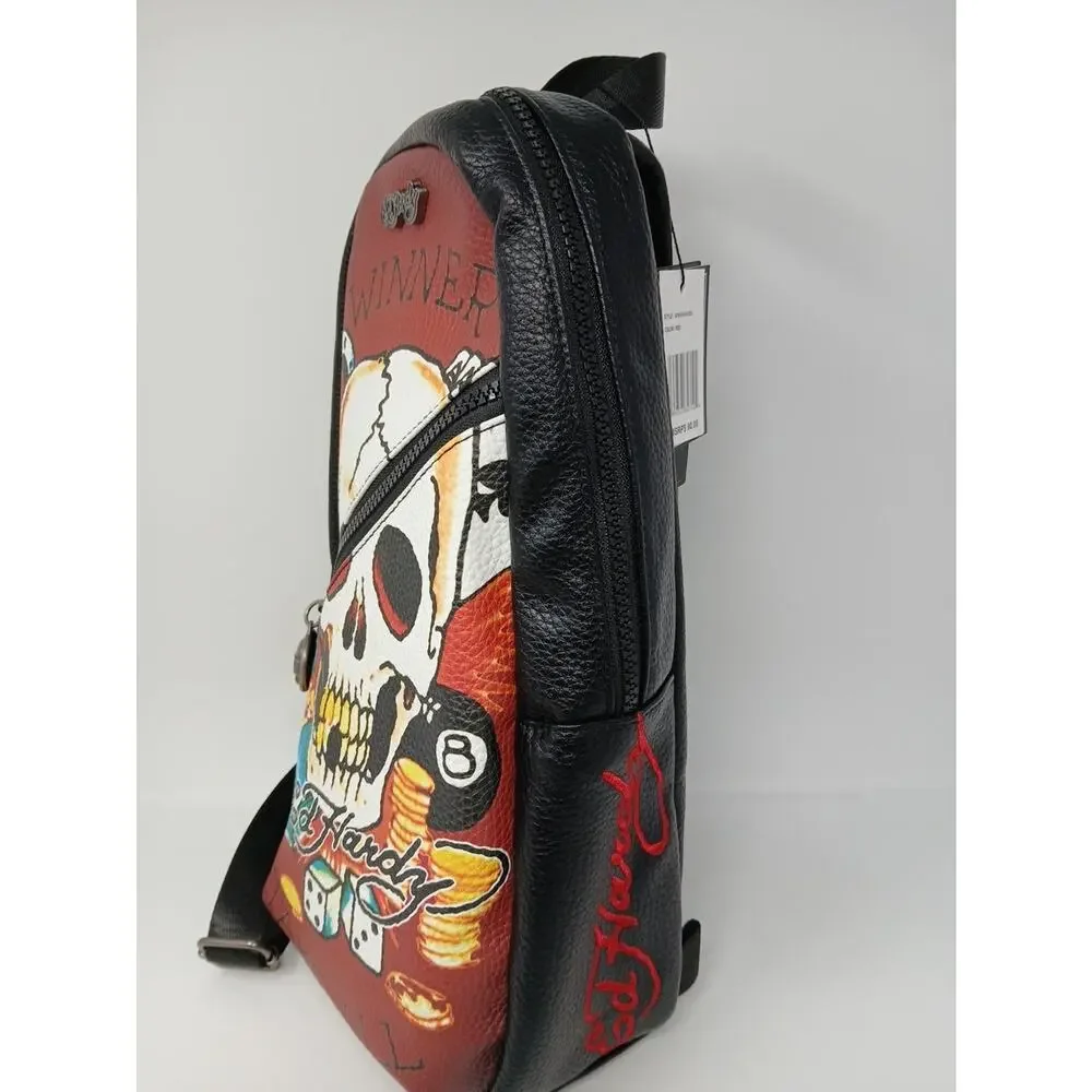 Ed Hardy Black Eagle Skull Sling Bag Crossbody Backpack Y2K Steetwear Tatoo Art